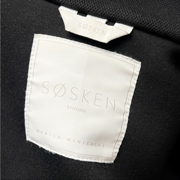 SOSKEN Storm Flap Texture Knit Cutout Detail Cropped Trench Blazer Moto Jacket M - Picture 7 of 8